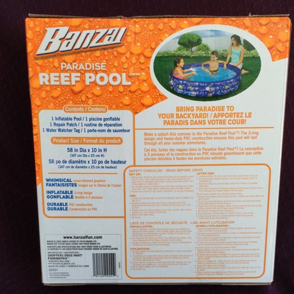 Kiddie Pool Banzai Paradise  Reef Pool New In Sealed Box 3 Rings - Picture 4 of 9